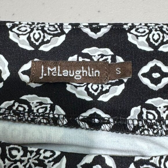 J McLaughlin Black White Gray‎ Geometric Medallion Print Ruched Dress Size S - Picture 5 of 12